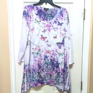 Purple Butterfly Print Tunic